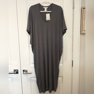 Barefoot Dreams Luxe Milk Jersey Caftan -Graphite Gray - One Size  - NWT